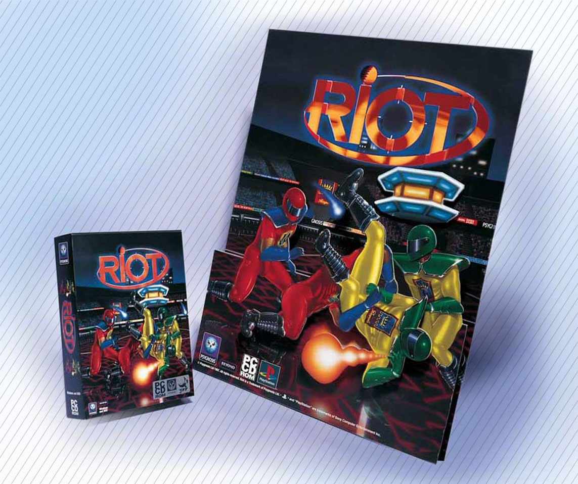 POS for Sony - Riot large 3D sales box and 3d standee with cut out logo